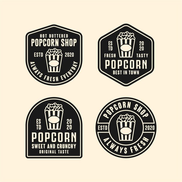 Illustration de logo de conception de magasin de pop-corn isolé