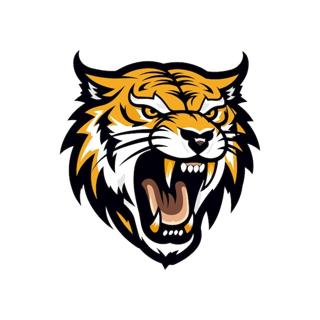 Illustration De Logo Dessiné à La Main De Tigre Majestueux Capturant La Force Et La Beauté