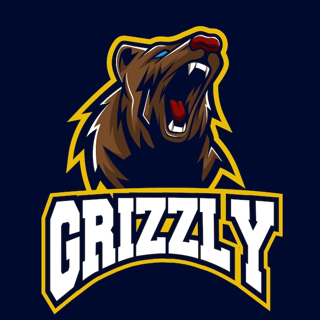 Illustration de logo esport ours grizzli avec vecteur de stock de qualité supérieure