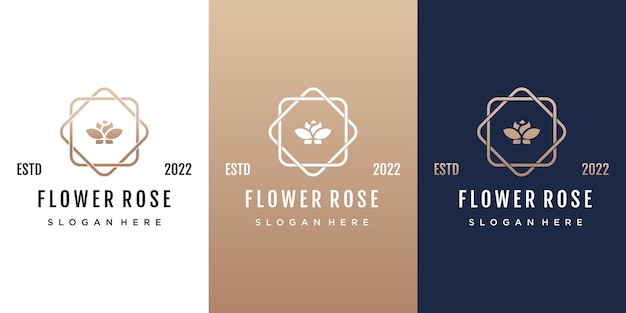 Illustration De Logo De Fleur De Luxe Avec Vecteur Premium De Concept D'art En Ligne