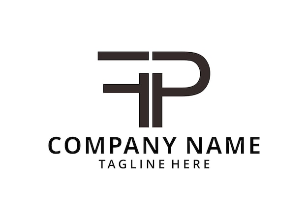 illustration logo FP forme de chaîne ronde logo majuscule superposé rouge et noir design moderne