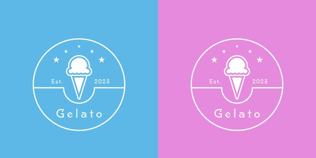 Illustration d'un logo de gelato minimaliste Icône d'idée créative une silhouette plate et simple d'un lait, glace