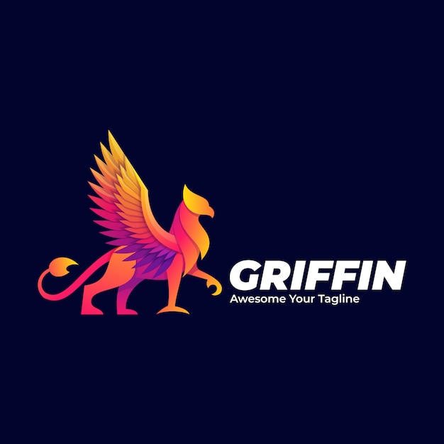 Illustration Logo Griffin Mythologie Pose Dégradé Coloré