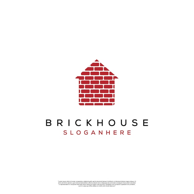 Illustration De Logo De Maison De Brique Sur Fond Isolé Modèle D'icône De Logo De Maison De Construction