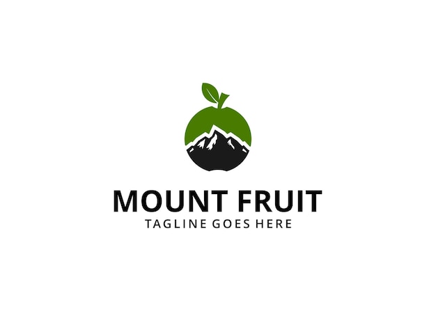 Illustration D'un Logo De Montagne Combiné à Une Forme De Pomme. Création De Logo Vectoriel