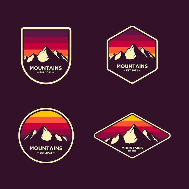 Illustration De Logo De Paquet De Paysage Extérieur De Montagne