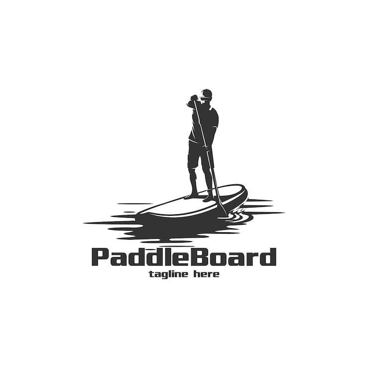 Vecteur illustration de logo silhouette paddle board
