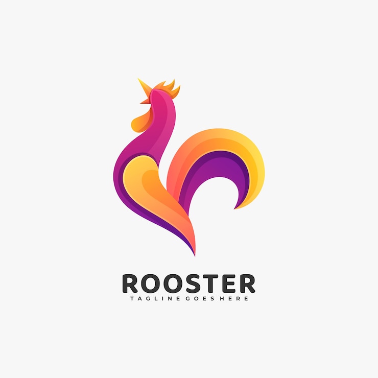 Vecteur illustration logo style coloré dégradé coq.