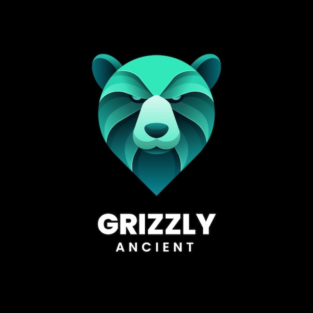 Illustration De Logo Style Coloré Dégradé De Grizzly.