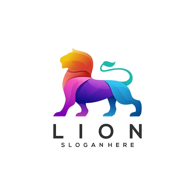 Illustration De Logo Style Coloré De Dégradé De Lion.