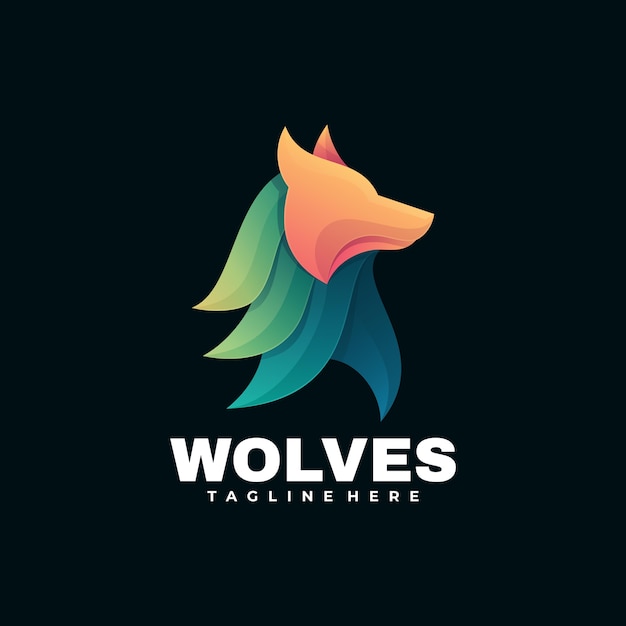 Vecteur illustration de logo style coloré de dégradé de loups.