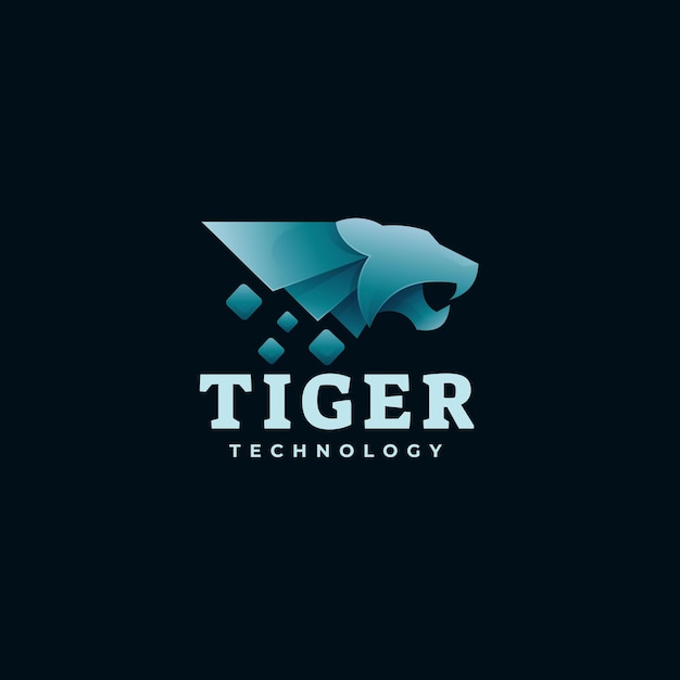 Vecteur illustration de logo style coloré dégradé de tigre.