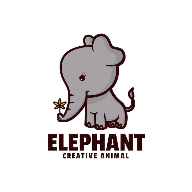 Illustration De Logo Style Dessin Animé Mascotte éléphant