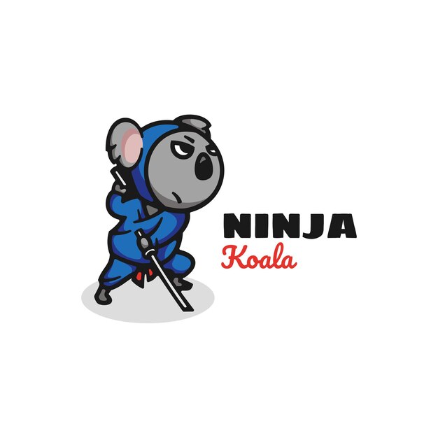 Illustration De Logo Style De Mascotte Simple Ninja.