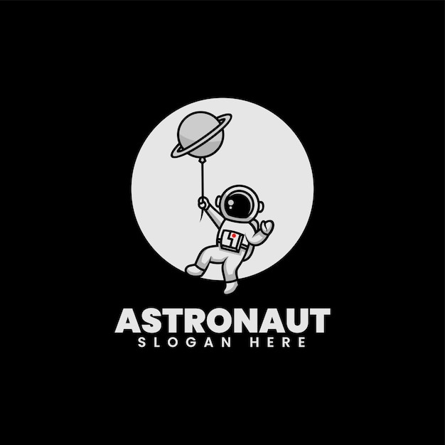 Vecteur illustration logo vector dans style mascotte simple astronaute