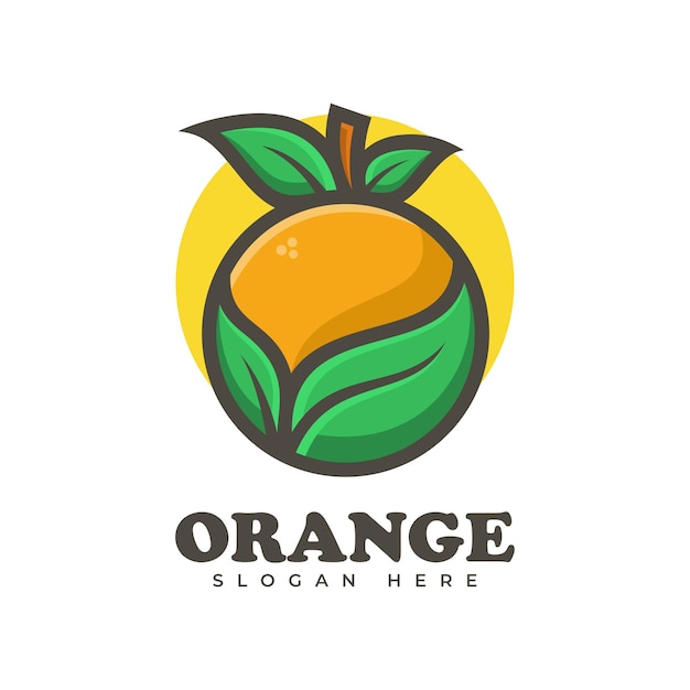 Illustration Logo Vector Dans Style Mascotte Simple Orange