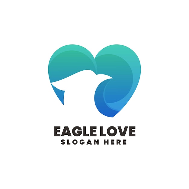 Illustration Logo Vectoriel Aigle Amour Dans Style Espace Négatif