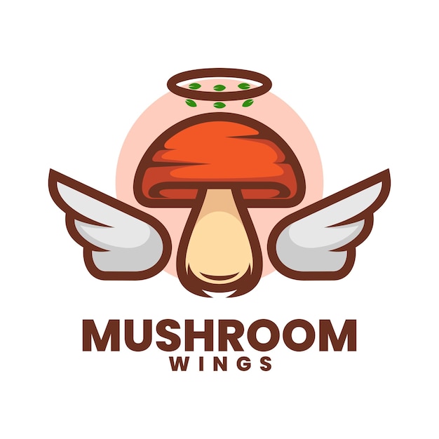 Illustration Logo Vectoriel Ailes Champignons Style Mascotte Simple