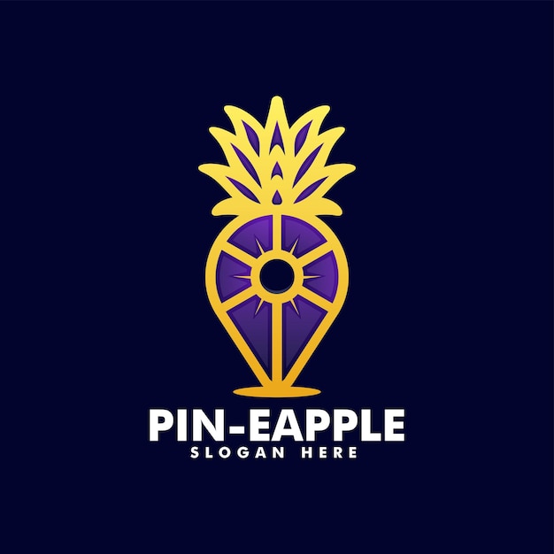 Illustration Logo Vectoriel Ananas Emplacement Style Art Ligne Dégradé