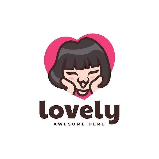 Illustration Logo Vectoriel Belle Fille Mascotte Dans Style Dessin Animé