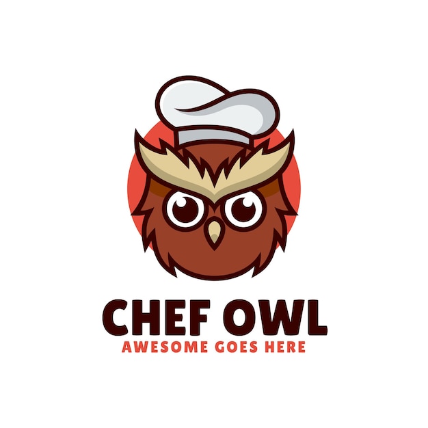 Illustration Logo Vectoriel Chef Hibou Dans Style Mascotte Simple