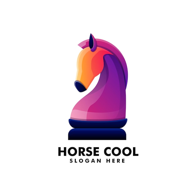 Illustration Logo Vectoriel Cheval échecs Dans Style Coloré Dégradé