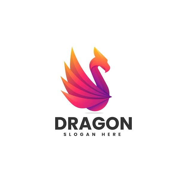 Illustration Logo Vectoriel Dans Style Coloré Dégradé Dragon