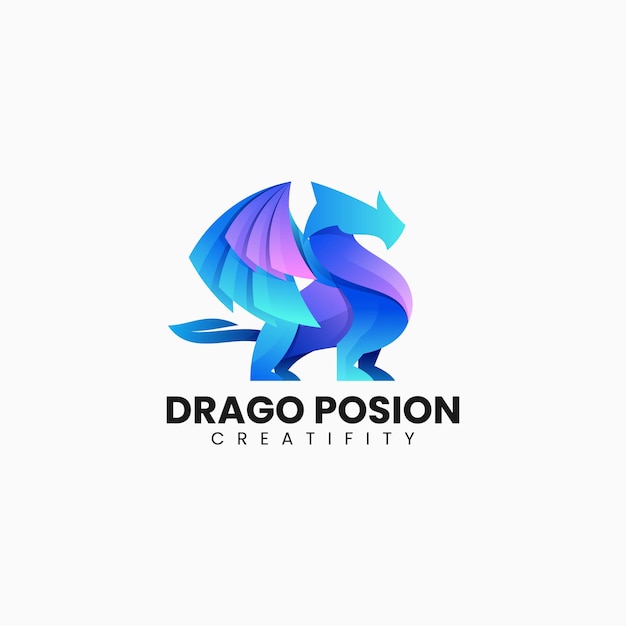 Illustration Logo Vectoriel Dans Style Coloré Dégradé Dragon