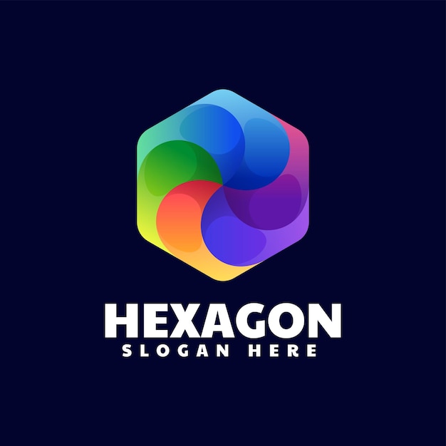 Illustration Logo Vectoriel Dans Style Coloré Dégradé Hexagone