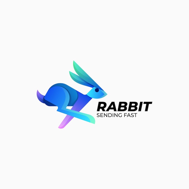 Illustration Logo Vectoriel Dans Style Coloré Dégradé Lapin