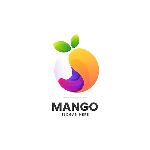 Illustration Logo Vectoriel Dans Style Coloré Dégradé Mangue