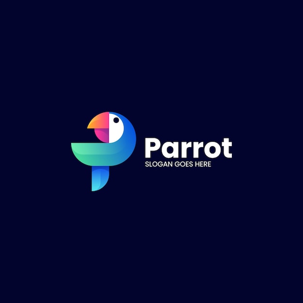 Vecteur illustration logo vectoriel dans style coloré dégradé perroquet