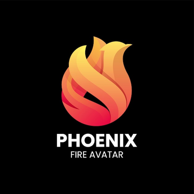 Illustration Logo Vectoriel Dans Style Coloré Dégradé Phoenix