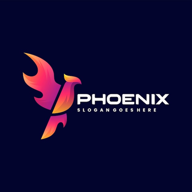 Illustration Logo Vectoriel Dans Style Coloré Dégradé Phoenix