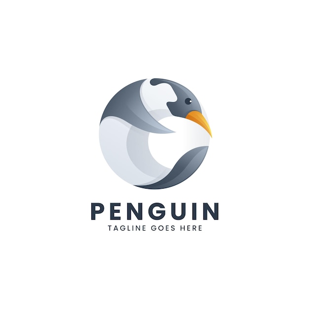 Illustration Logo Vectoriel Dans Style Coloré Avec Dégradé Pingouin