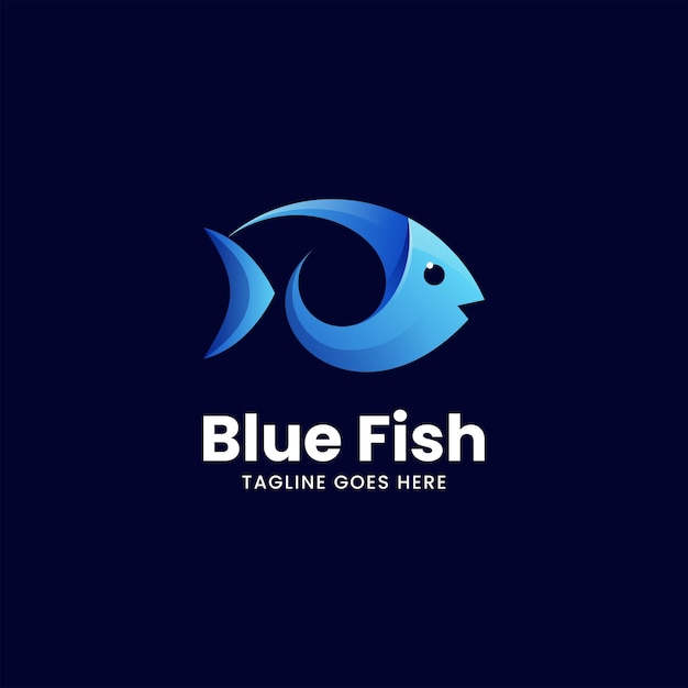 Illustration Logo Vectoriel Dans Style Coloré Dégradé Poisson Bleu