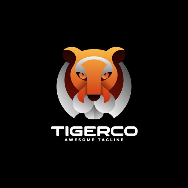 Illustration Logo Vectoriel Dans Style Coloré Dégradé Tigre