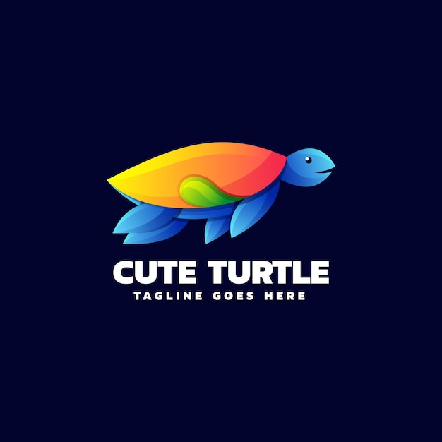 Illustration Logo Vectoriel Dans Style Coloré Dégradé Tortue