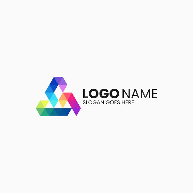 Illustration Logo Vectoriel Dans Style Coloré Dégradé Triangle