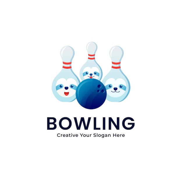 Illustration Logo Vectoriel Dans Style Dégradé Bowling
