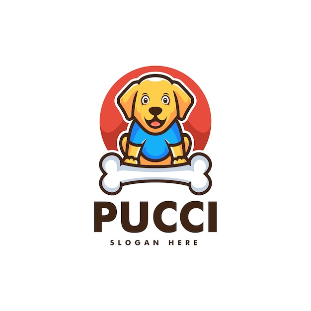 Illustration Logo Vectoriel Dans Style Dessin Animé Chien Mascotte