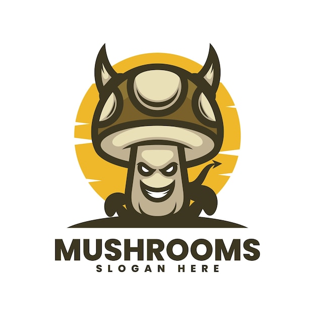 Illustration Logo Vectoriel Dans Style Dessin Animé Mascotte Champignon