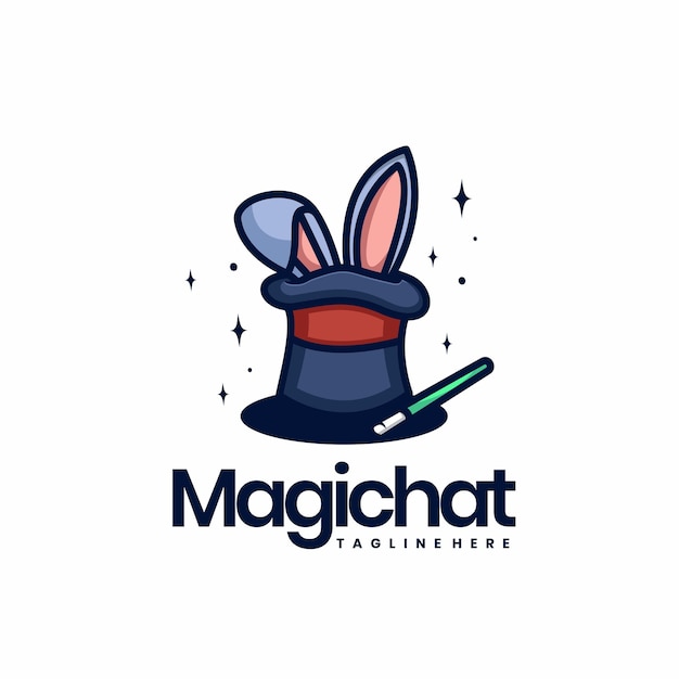 Illustration Logo Vectoriel Dans Style Dessin Animé Mascotte Chapeau Magique