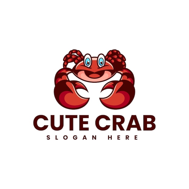 Illustration Logo Vectoriel Dans Style Dessin Animé Mignon Crabe Mascotte