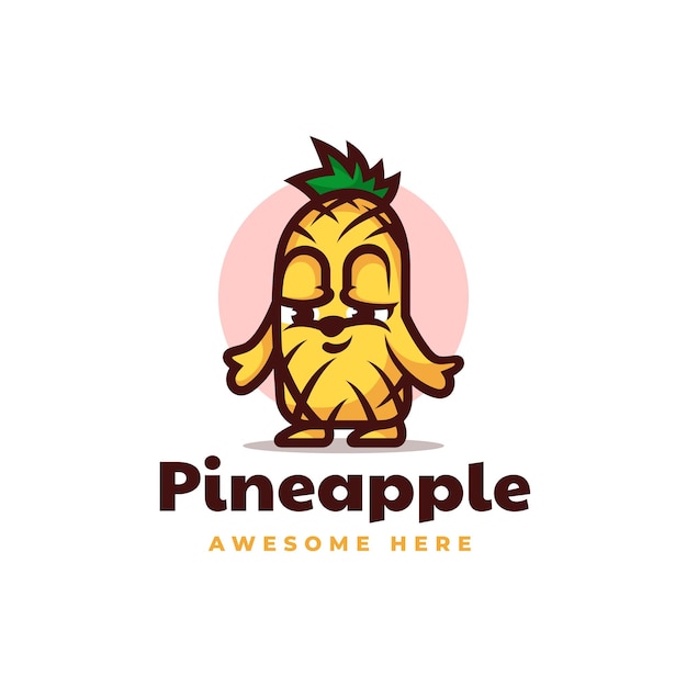 Illustration Logo Vectoriel Dans Style Mascotte Simple Ananas