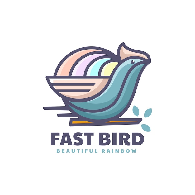 Illustration Logo Vectoriel Dans Style Mascotte Simple Oiseau Rapide