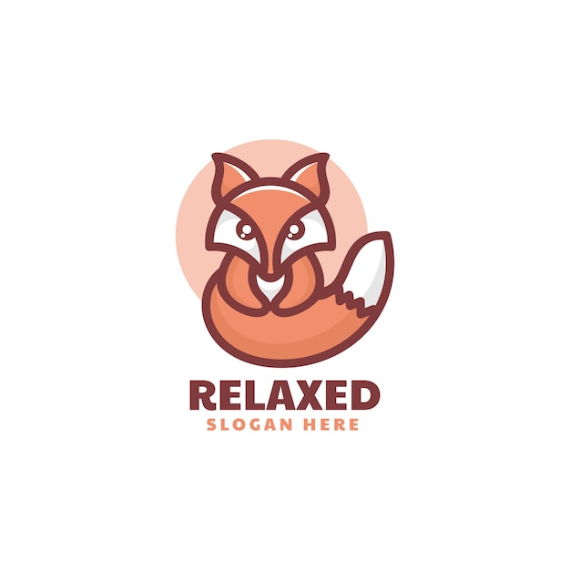 Vecteur illustration logo vectoriel dans style mascotte simple renard détendu