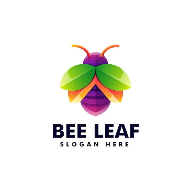 Illustration Logo Vectoriel Feuille Abeille Dans Style Coloré Dégradé