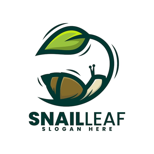 Illustration Logo Vectoriel Feuille Escargot Dans Style Mascotte Simple