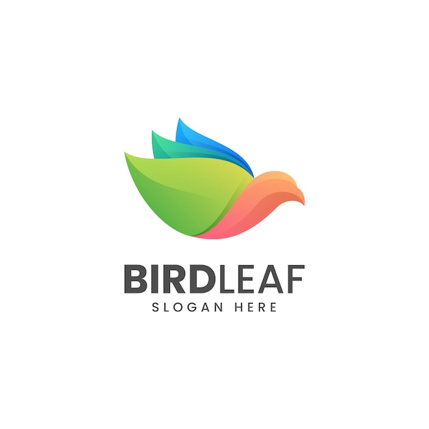 Illustration Logo Vectoriel Feuille Oiseau Dans Style Coloré Dégradé